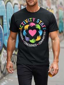 Camiseta Gráfica para Personal de Actividades - Unisex, 220g, de Algodón Suave y Transpirable, con Diseño Multicolor de Trabajo en Equipo y Lema de Compromiso y Cuidado - Camiseta Ligera de Cuello Redondo para Hombres y Mujeres (Tallas S-XXXL) - Ideal para Halloween, Día de la Igualdad, Día del Trabajo y Eventos de Regreso a Clases - Regalo Ideal para Directores y Coordinadores de Actividades - Negro - Ver 8