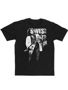 Camiseta unisex vintage de color negro puro, ideal como regalo para fans de Leslie West. Una camiseta de manga corta adecuada para el hogar, uso diario, fiestas y viajes-perfecta como regalo para amigos o familiares. - Negro - Ver 1