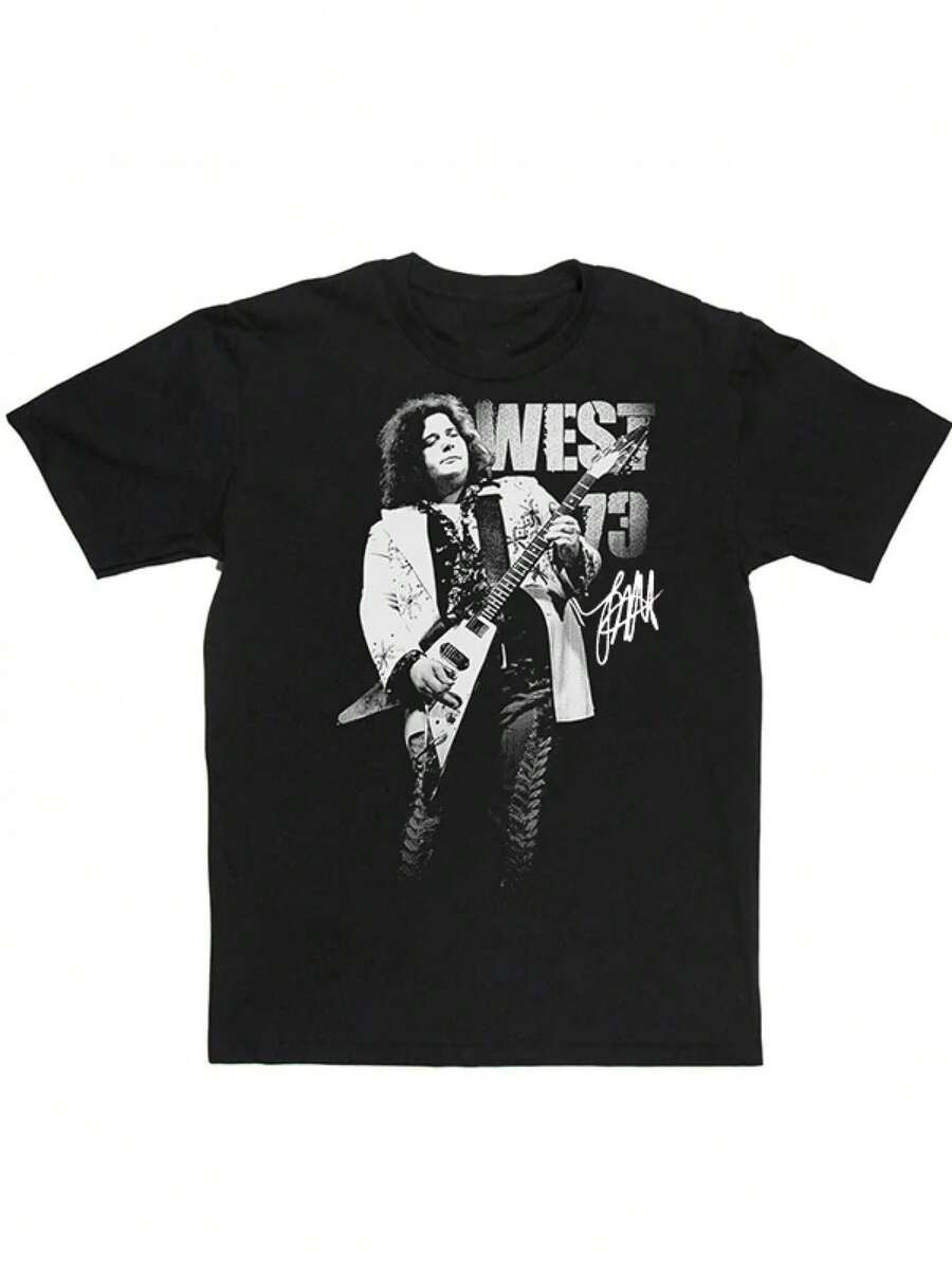 Camiseta unisex vintage de color negro puro, ideal como regalo para fans de Leslie West. Una camiseta de manga corta adecuada para el hogar, uso diario, fiestas y viajes-perfecta como regalo para amigos o familiares. - Negro - Ver 1