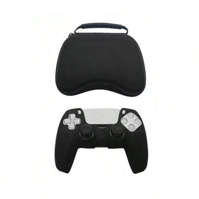 Bộ 4 túi đựng tay cầm chơi game màu đen kèm vỏ bảo vệ bằng silicon, chống nước, chống sốc, dạng hộp đựng di động, vỏ silicon chống trượt cho tay cầm.