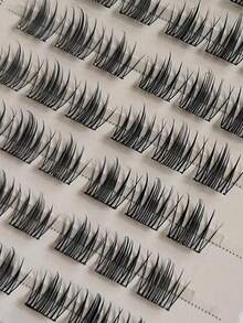 60pcs Glue-Free Sweet Camellia Flower False Eyelashes, Natural & Realistic Fairy Single Cluster Segmented Slouchy 3-Step Lashes, Super Soft & Natural, Suitable For Everyday, Date, Party, Beginner Friendly, Travel Essential (Random Bottom Card) - C - View 5