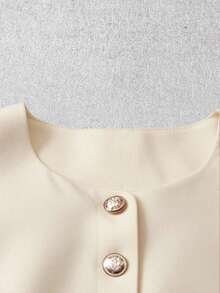 Cárdigan de cuello redondo elegante y casual de estilo vintage para mujer - Albaricoque - Ver 4
