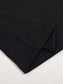 100% algodón puro, transpirable y agradable para la piel. Diseño clásico de cuello redondo, corte ajustado y adecuado para todo tipo de cuerpos. Estampado de moda con estilo minimalista y de alta calidad. Diseño unisex perfecto para conjuntos de pareja, ideal para el transporte diario, citas, ocio y ropa urbana - versátil y atemporal. - Negro - Ver 3