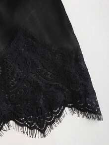 Falda casual de satén marrón con estampado floral retro francés elegante, nueva llegada chic de principios de primavera - Negro 2 - Ver 5
