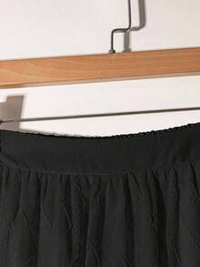 Falda plisada de línea A de gasa versátil y elegante para uso diario, de estilo de moda para mujer, verano - Negro - Ver 5