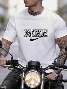 [2026 New products] Men's fashionable summer casual printed T shirt, breathable comfortable crew neck short sleeve top, solid color versatile daily tee for street hanging out outdoor cycling leisure time, this casual men's top can easily match with all kinds of pants and shorts, suitable for multiple daily occasions, it is a practical practical item for men's summer wardrobe. - Bianco - Visualizzare 1