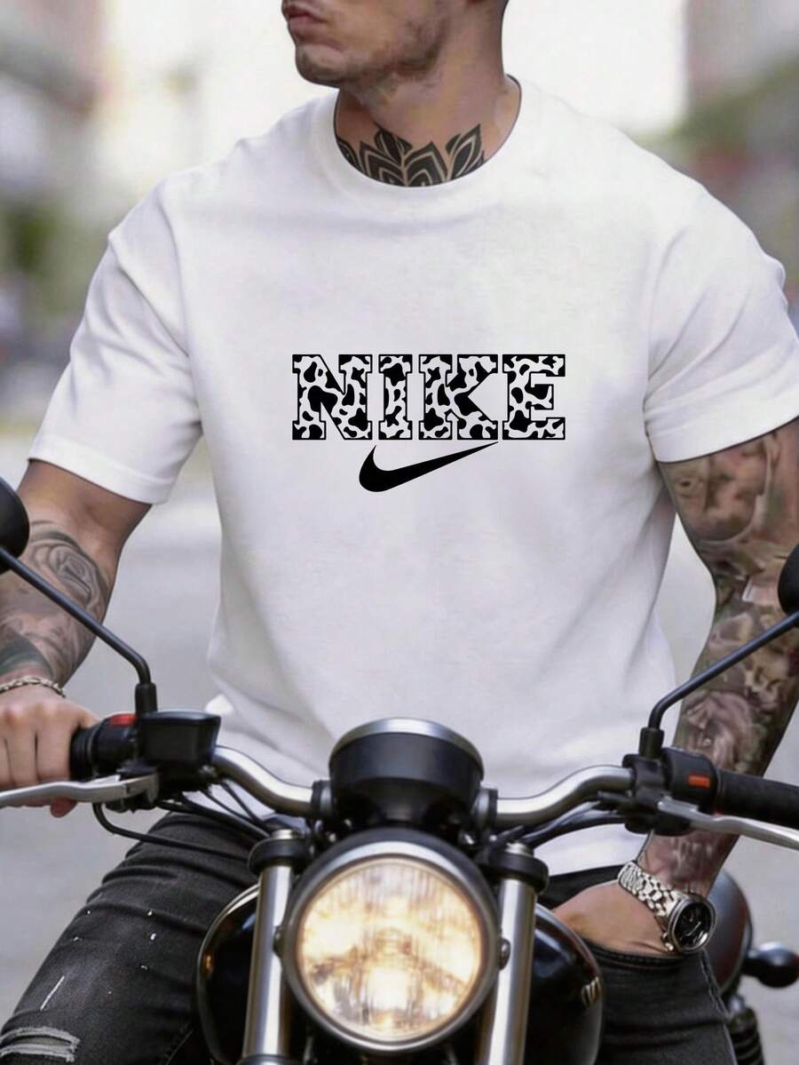 [2026 New products] Men's fashionable summer casual printed T shirt, breathable comfortable crew neck short sleeve top, solid color versatile daily tee for street hanging out outdoor cycling leisure time, this casual men's top can easily match with all kinds of pants and shorts, suitable for multiple daily occasions, it is a practical practical item for men's summer wardrobe. - Bianco - Visualizzare 1