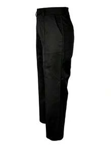 Pantalones de pierna ancha con bolsillo con cremallera Jisfaneya, elegantes, versátiles para la oficina, la escuela y el uso diario, de unicolor sin cinturón, para primavera y verano, en color negro - Negro - Ver 6