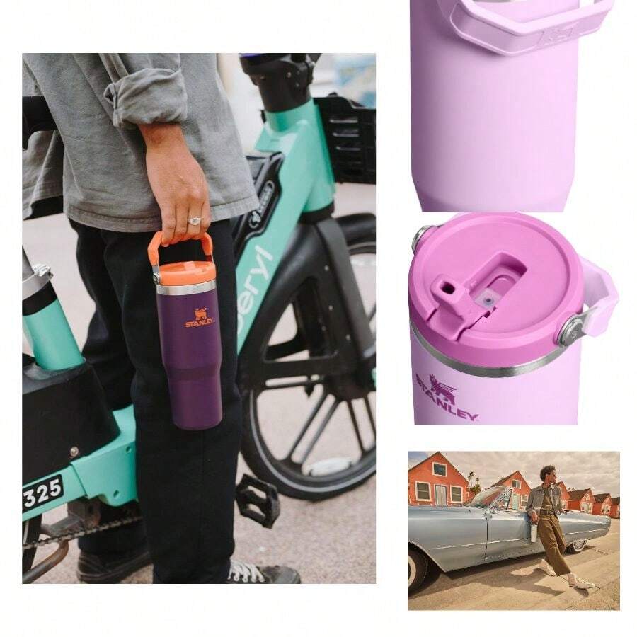 NEW 2026 IceFlow 2.0 Flip Straw Tumbler With Handle 30 Oz Twist On Lid And Flip Up Straw Leakproof Bottle Insulated Stainless Steel BPA- Soft Orchid - Soft Orchid + 30 Ounces - View 1