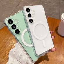 正品磁吸透明亚克力手机壳，兼容三星Galaxy A57、A37、A17、A07、A56、A36、A16、A26、A06、A05、A15、A25、A35、A55、A54、A14、S26 Ultra、S25 FE、S24、S23、S22、S21、S20 Plus、M54、M14、M34、M15、M35、M55、M56，支持无线充电，防震保护壳 - 無色 - 查看 7