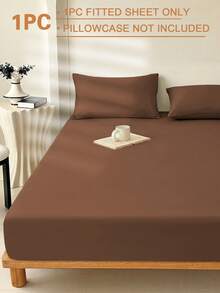 1 buah Sprei Fitted Warna Polos Cokelat Super Lembut, Perlengkapan Tempat Tidur, Sprei Fitted Ringan, Penutup Kasur, Desain Kantong Dalam Hingga 11,8 Inci, Lembut & Bernapas, Cocok untuk Tempat Tidur Ukuran Single, Double, Queen, King, Semua Musim, Dekorasi Kamar, Dapat Dicuci dengan Mesin - Coklat - View 4