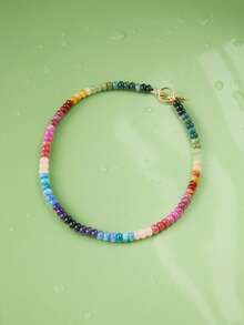 Trivaya 1pc Glass Beads Rainbow Beryl Color Necklace - Multicolor - View 1