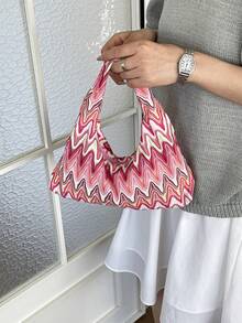 Hollow Floral Woven Bag, Bohemian Style Beach Bag, Casual Tote (Pattern Random) - Multicolor - View 5