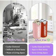 25.1 Gallon Large Collapsible Laundry Basket Set With Support Frame And Soft Grip Handle, Suitable For Bedroom, Dorm And Bathroom Storage - View 5