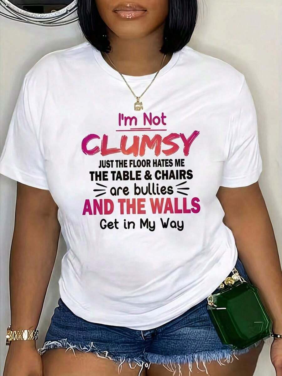 Camiseta de manga larga con cuello redondo y estampado gráfico informal de verano para mujer. Camiseta de manga corta de algodón puro, holgada, ajustada e informal para mujer, novedad de verano. - Blanco - Ver 1