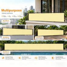 Balcony Privacy Screen Set, With Ropes And Ties, Sun-Shading And Heat-Insulating Garden Fence Cloth, High-Density And Thick Fence Screen Fabric, No Drilling Required With Built-In Metal Eyelets, For Porch, Patio, Backyard, Privacy Screen Cloth - Beige, Multiple Sizes - Multicolor - View 4
