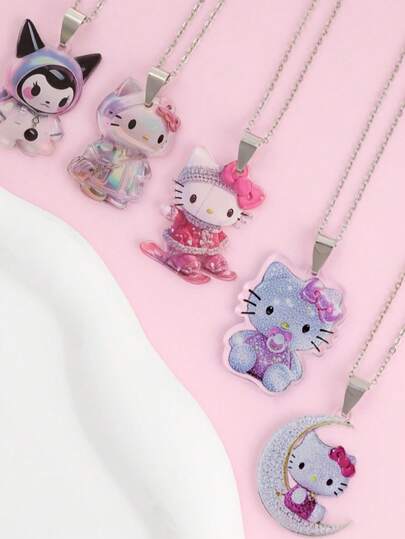 SANRIO 1 chiếc mặt dây chuyền hình mèo KT bằng acrylic thanh lịch và dễ thương, phù hợp để đeo hàng ngày.