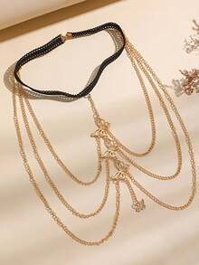 1pc Bohemian Beach Style Sexy Butterfly Pendant Thigh Chain, Elastic Multi-Layer Long Leg Chain, Fashion Personalized Jewelry Gift, Suitable For Daily Outfit, Perfect For Party And Holiday, Multifunctional Accessory For Women Casual And Vacation Wear - Multicolor - View 6