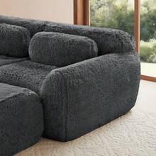 Aviana Ottoman Plush Fabric - 灰色 - 查看 4