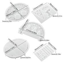 5pcs Mold Combination Set, DIY Crystal Epoxy Resin Cement Plaster Molds, House, Hollow Candle Holder, Round Mirror Silicone Molds - 5pcs Silicone Mold Set - View 2