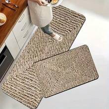 1 pieza Alfombra de arte con patrón tejido, alfombra decorativa de estilo estético personalizado, regalo de naturalismo, estera de ambiente estético de vibra Ins, tapete de muebles suaves minimalistas modernos, felpudo de entrada, alfombra de cocina, pasillo, alfombra pequeña, alfombra, estera, decoración del hogar, alfombra de área pequeña, estera de exterior, alfombra de dormitorio, alfombra lavable - Multicolor - Ver 2
