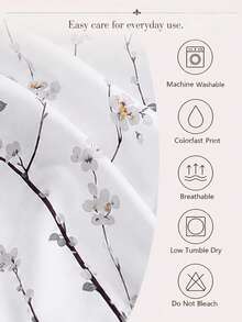 3pcs Bedding Set, Super Soft Fiber Fabric, Geometric Pattern & Floral Design, 1 Duvet Cover + 2 Pillowcases - White - View 9
