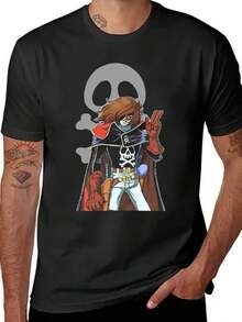The Best Captain Harlock T-Shirt, Free Shipping, One Size Fits Most, Loose And Comfortable. - Black - View 6
