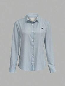 Camisa de mujer casual de manga larga a rayas con un solo abotonado - Multicolor 3 - Ver 4