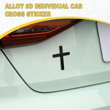 2PCS Metal Cross Decals For Cars, 2.5*1.8 Christian Car Emblem Badge Stickers, 3D Self-Adhesive Cross Emblems In Black, Universal Automotive Accessory For Body, Fender, Tailgate Decoration - 蒙特內哥羅 - 查看 3