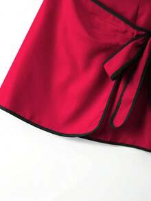 Falda envolvente casual para mujer - Rojo - Ver 3