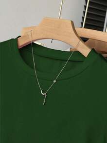Camiseta gráfica de verano para mujer, estampado de rayas multicolor, verde, rosa, cintura ajustada, adecuada para citas, vuelta al colegio, Día del Maestro - Verde Oscuro - Ver 6