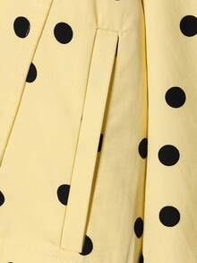 Chaqueta ligera de cuello alto con cordón y plisado de lunares para primavera, verano y otoño - Amarillo - Ver 10