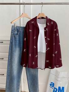 Camiseta holgada de manga larga de unicolor con un solo pecho para mujer - Multicolor 6 - Ver 6