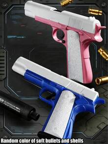 1911 Colt Toy Gun, Realistic Soft Bullet Gun, Shooting Capability, Handgun Model, Party Costume Prop, Random Accessory Color - Multicolor - View 1