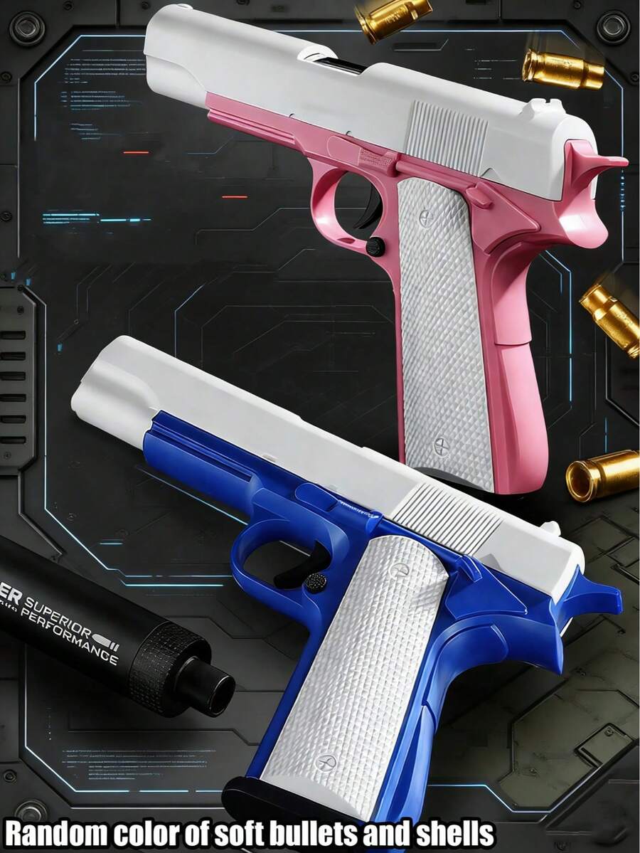 1911 Colt Toy Gun, Realistic Soft Bullet Gun, Shooting Capability, Handgun Model, Party Costume Prop, Random Accessory Color - Multicolor - View 1