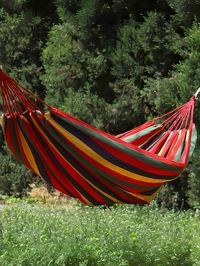 1 pieza Hamaca portátil con bolsa de almacenamiento y correas para árboles, adecuada para patio interior/exterior, jardín, camping, hamaca colgante, incluye bolsa de transporte de lona, cuerdas y ganchos