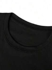 Camiseta de manga corta de moda para primavera y verano de 2026, hecha en México, 180 gramos. Estampado de dibujos animados, modelo de pareja, apta para uso interior o exterior. Cuello redondo, unisex, ideal para oficina y ocio. Paquete de una pieza. - Negro - Ver 3