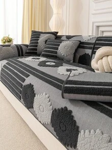 1pc All-Season Thick Warm Sofa Cushion Cover, Modern Minimalist Non-Slip Sofa Seat Pad, Dust-Proof & Washable Sofa Slipcover, Soft & Fade-Resistant Bedroom Decor, Pet-Friendly Couch Protector Fits L-Shaped And 1/2/3/4 Seater Sofas - Dark Grey - View 5