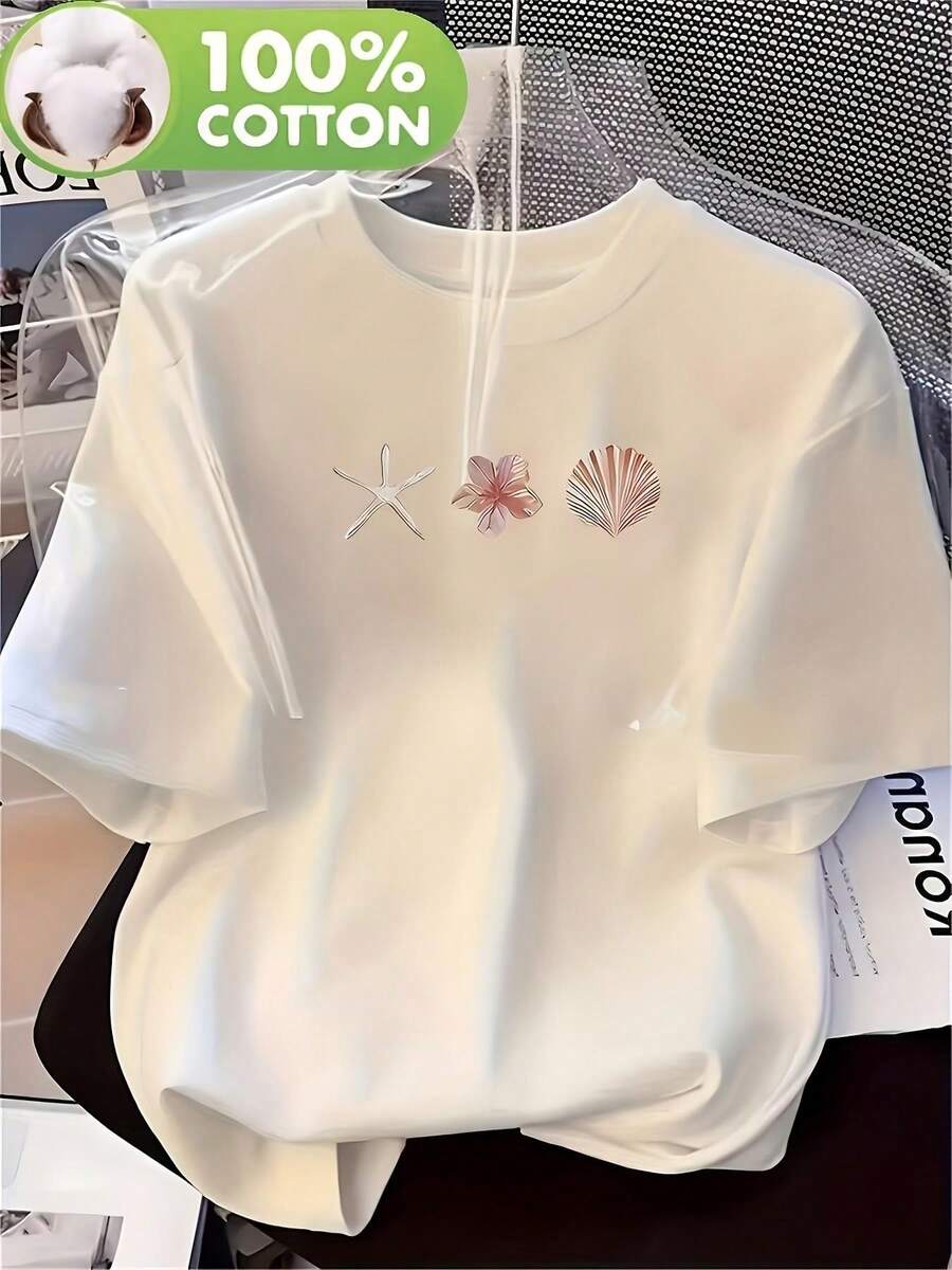 Camiseta de Mujer Oversize Extra Grande, Camiseta Casual de Manga Corta para Mujer, Camiseta para Vacaciones en la Playa, Camiseta de Cuello Redondo de Manga Corta para Mujer, Cómoda y Transpirable, Adecuada para Primavera, Verano y Otoño, Camiseta para Mujer, Camisetas para Salir de Noche para Mujer - Blanco - Ver 1