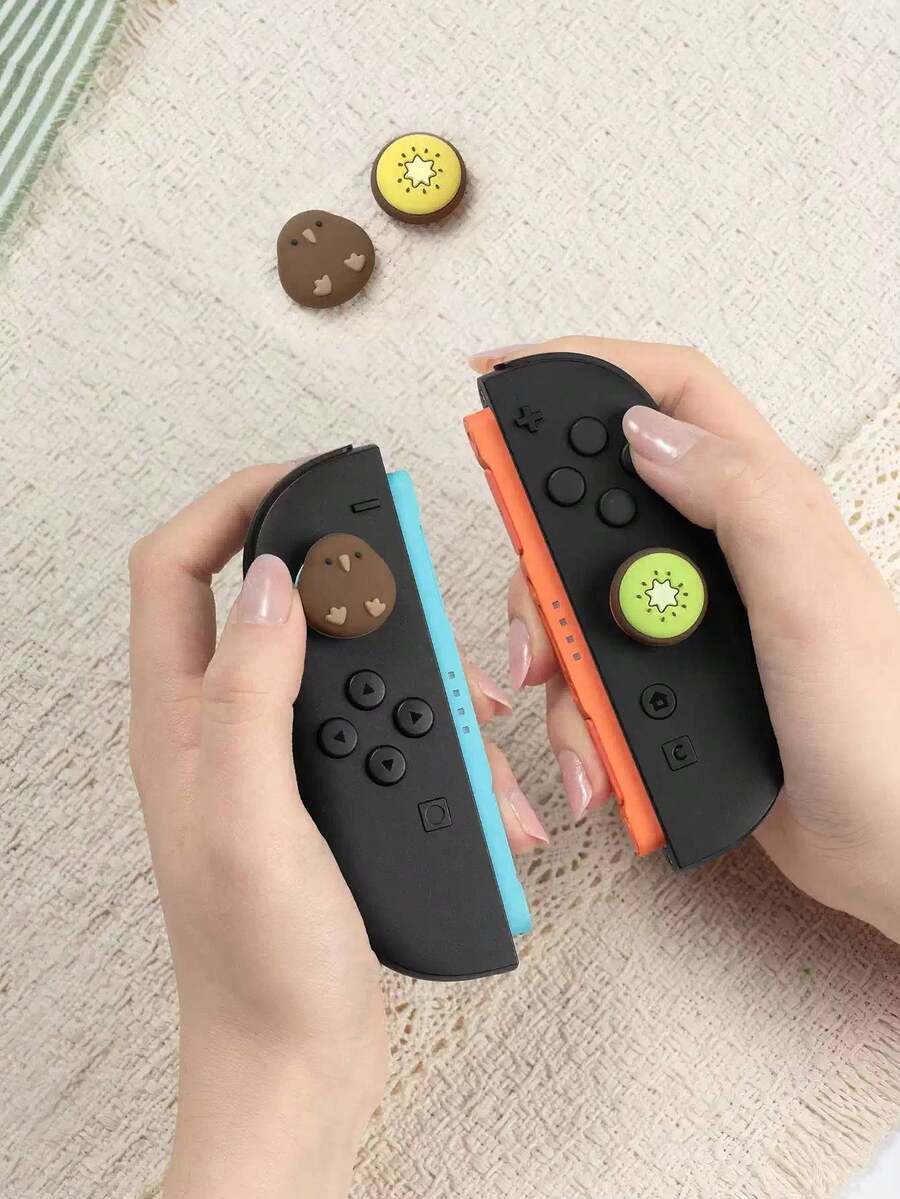 GeekShare 4个可爱奇异果图案硅胶Joy-Con摇杆帽保护套,适用于Switch 2/Switch 2 Pro - 查看 1
