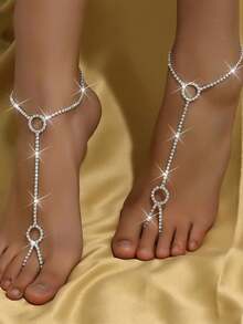 1 Pair Minimalist Personalized Round Toe Ring Anklet, Versatile Sexy Beach Accessory For Women - Silver - View 8