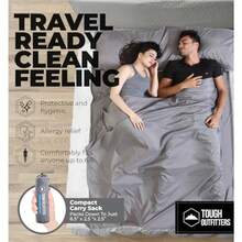 Forro para Saco de Dormir Saco de Dormir para Adultos y sábanas de Viaje para Hotel, Saco de Dormir de Viaje, Forro de Saco de Dormir para Clima frío - Doble para 2 personas  Gris con cierre - Ver 3