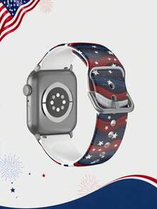 1条红蓝白波浪条纹图案表带，兼容 38mm、40mm、41mm、42mm、44mm、45mm、49mm（S10/S11 42mm、S10/S11 46mm），柔软弹性透气舒适，可替换三星、荣耀智能手表表带，时尚休闲日常运动多色硅胶表带，适用于 Series Ultra 2、S11、S10、SE 9、8、7、SE 6、5、4、3、2、1，是7月4日美国独立日、新年、节日庆典的理想礼物，男女通用设计 - 彩色 - 查看 2