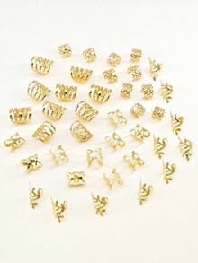 40pcs Gold Braided Hair Accessories, Multiple Styles Adjustable Hair Rings For Braids And Dreadlocks, Women And Girls - Gold - View 4