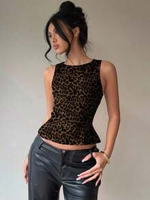 Blusa informal sin mangas con lazo en la espalda, apropiada para ir al trabajo y uso diario - Blanco 2 - Ver 5