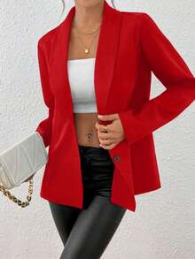 Chaqueta de blazer ajustada de manga larga y sexy para mujer, conjunto verde, chaqueta de traje para mujer, blazer verde para mujer, blusas sociales, ropa de oficina para mujer, ropa de negocios profesional, abrigo de invierno para mujer verde - Rojo 2 - Ver 4