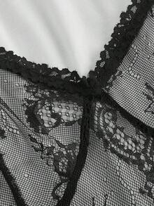 MOD Vestido largo camisero de 2 en 1 con bloque de color y encaje, tallas grandes para mujer - Blanco y Negro - Ver 4