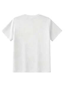VintageMen's Fashionable Round Neck T-Shirt With Blue Tile Frame Watercolor Lemon Pattern, Countryside Healing Style, Essential Foraily Commutingsummer Tops - White - View 2