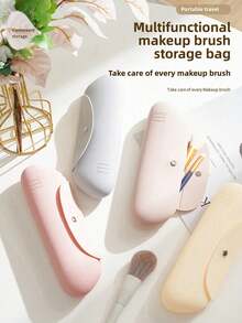 Transparent Cosmetic Brush Holder Bag, Portable Divided Drawer Jewelry Storage Box, Mini Suitcase Shaped Makeup Sponge Case (Random Color) - Multicolor - View 2