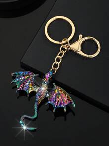 1pc Fashionable European And American Exaggerated Personalized New Cartoon Colorful Dragon Keychain Pendant Accessory, Suitable For Men And Women Car Keys, Bags Decoration - Vibrant Colors - View 4